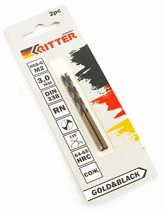 Сверло по металлу 3.0 мм Ritter HSS-G M2 (2шт), ком