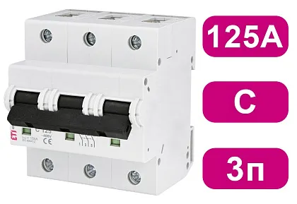 Автоматический выключатель ETIMAT10 C125/3 10кA ETI
