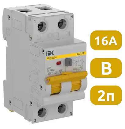 АВДТ32EM B16/2/30mA, тип А, 6kA IEK