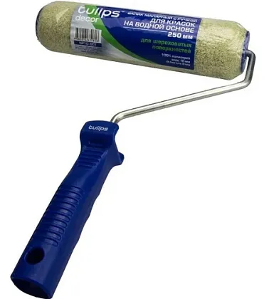 Валик с ручкой Tulips decor Green, полиакрил, 250 мм, ворс 18 мм