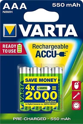 Аккумулятор AAA 550mAh Ni-Mh VARTA POWER ACCU BL-4, ком