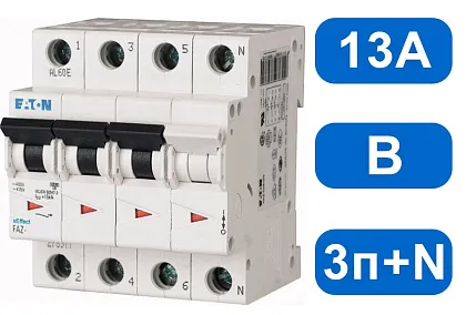 Автомат FAZ-B13/3N (В) 13 А 3+N 15 kA