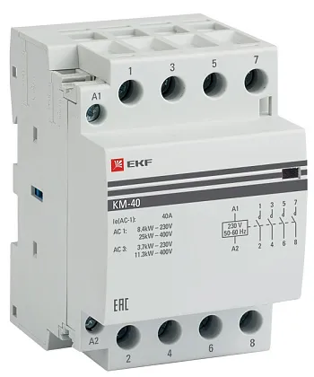 Контактор модульный КМ 40/40 (кат.230В AC, 4но, 40A PROxima) EKF