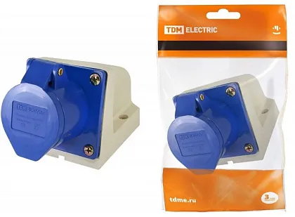 Розетка стационарная 32А 3п (2P+PE) 123, IP44, 220В TDM