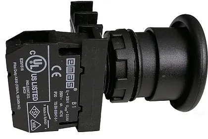 Кнопка гриб B100MH без фикс. чёрн. 1но IP40 Emas