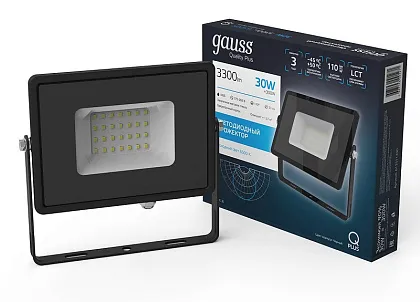 Прожектор LED QPLUS 6500K  30W 3600Lm IP65 черный Gauss