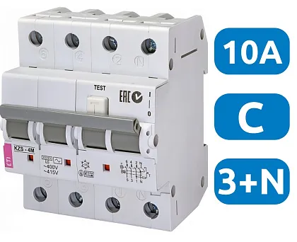 АВДТ KZS-4M C10/0.03 3+N, 30мА, тип АC, 6кА ETI