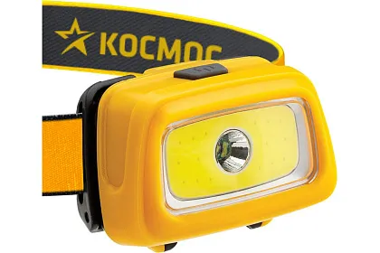 Светодиодный налобный фонарь КОСМОС  1Вт + 3Вт СОВ направленный свет. 3 режима работы, прожектор, ме