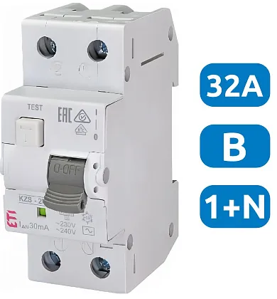 АВДТ KZS-2M B32/0.03 1+N, 30мА, тип АС, 10кА ETI