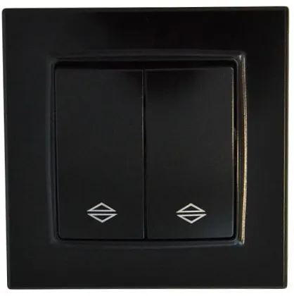 Выключатель проходной 2-кл. чёрный SD-P1007B "Standard" AWSproducts