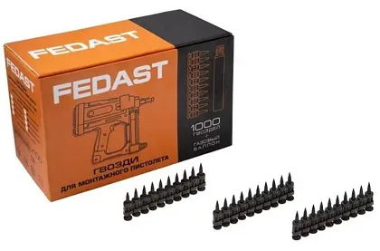 Гвозди 2.7*19 мм кованые с ребрами жесткости (1000шт/уп БЕЗ газ. баллона) FEDAST, уп