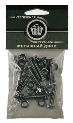 Болт М6*30 с гайкой и шайбой цинк (10 шт.) (ТД Метизный двор), уп