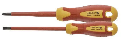 Набор изолированных отверток SL5,5, 125 мм, PH2, 100 мм, 1000 V, сталь S2, 2 шт. HOEGERT, ком