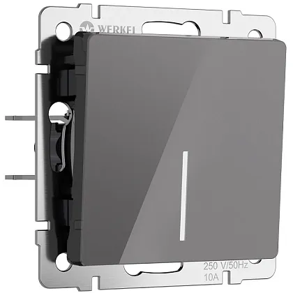 Выключатель 1-кл. с подсветкой Графит акрил WERKEL
