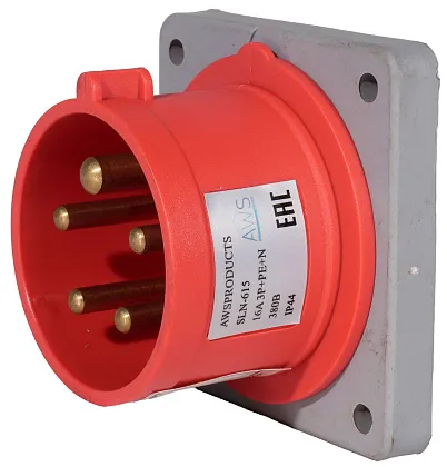Вилка встраиваемая 16A 5п (3P+PE+N) SLN-615 IP44, 380В, AWSPRODUCTS