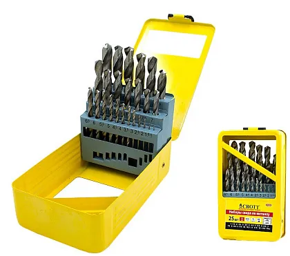 Набор сверл по металлу серии МЕТ-ВП D1-13 мм сталь HSS 25шт в боксе Большой 1-20, ком