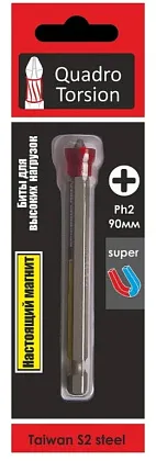 Бита 1/4" Ph2х90мм магнитная (1 шт) Quadro Torsion