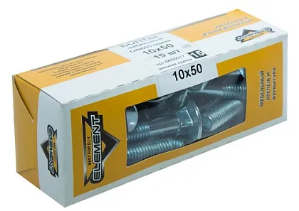 Болт М10*50 мебельный DIN603 цинк (15 шт.) (Стройбат), уп