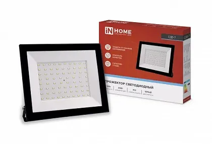 Прожектор LED СДО-7 6500К 100Вт 9000Лм IP65 черный IN HOME