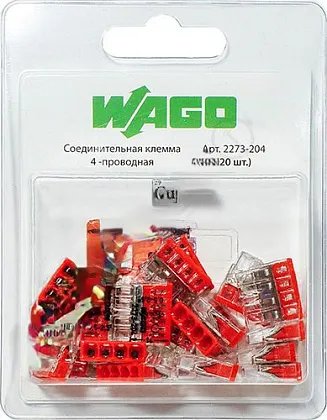 Клемма 4 отверстия 0,5-2,5 (уп. -  20 шт.) (СМК 2273-204) (DORI), уп