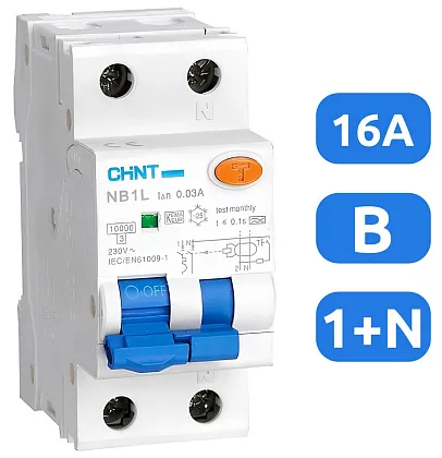 АВДТ NB1L B16/1+N 30мА, тип АC, 10кА CHINT