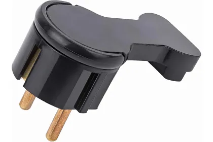 Вилка В16-061 угловая плоская с кольцом с/з черн. Bylectrica