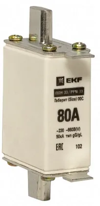 Вставка плавкая ППН-33 100/80А габарит 00С EKF