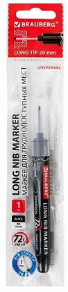 Маркер перманентный с дл. наконечником, ЧЕРНЫЙ, 1мм BRAUBERG