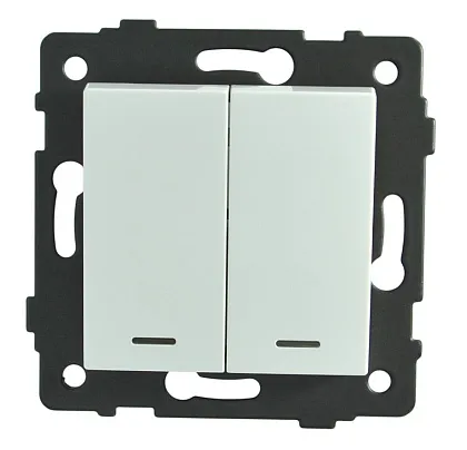 Выключатель проходной 2-кл. с подсветкой белый A-012W "Aura" AWSproducts