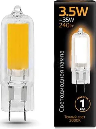 Лампа LED JC G4 3000K 3.5Вт 240Лм стекло Gauss