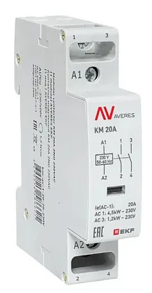 Контактор модульный КМ 20/20 (кат.230В AC, 2но, 20A AVERES) EKF