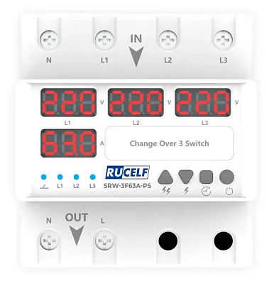 Устройство защиты по напряжению SRW-3F63A-PS 3ф с выбором фаз