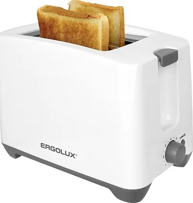 Тостер электрический бело-серый 750Вт, 220-240В, двойной корпус ERGOLUX ELX-ET02-C31