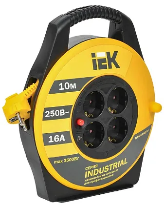 Удлинитель на катушке 4гн. 10м с/з ПВС 3х1,5мм2 INDUSТRIAL IEK