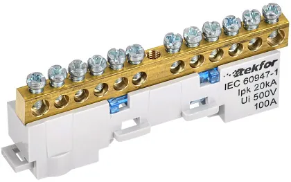 Шина N "ноль" неизолированная на универсальном держателе 6х9-12-С IEK