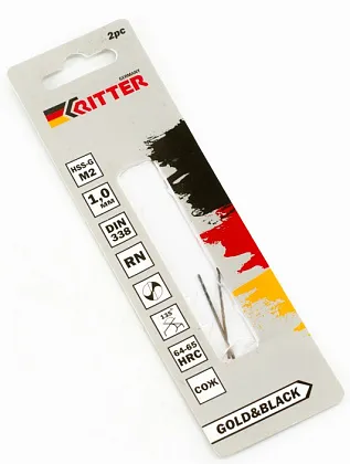 Сверло по металлу 1.0 мм Ritter HSS-G M2 (2шт), ком