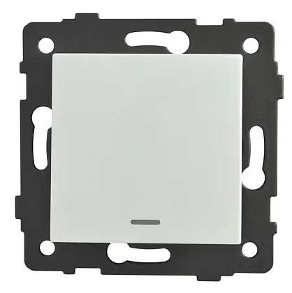 Выключатель 1-кл. с подсветкой белый A-002W "Аура" AWSproducts