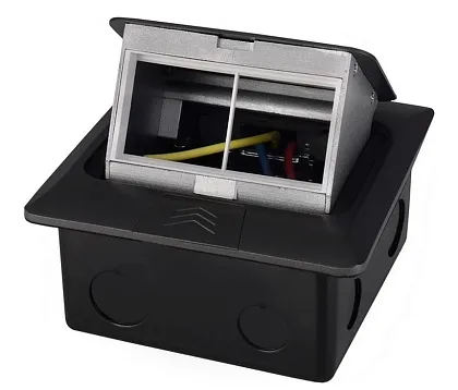 Выдвижной гор. модуль в пол для 2 розеток Темно-серый RocketSocket