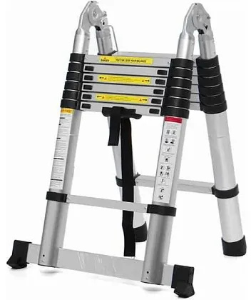 Лестница алюминиевая телескопическая (7+7) ступ двухсторон. (ALUMET)