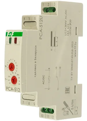 Реле времени с задержкой выключения PCA-512 UNI (12-230В, АС/DC,8A)