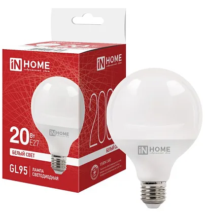 Лампа LED GL95-VC 20Вт 230В Е27 4000К 2000Лм 95мм IN HOME