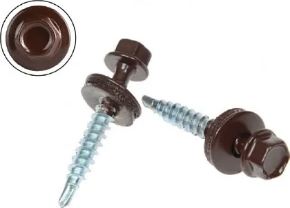 Саморез кровельный 5,5*19 шок-коричн. со сверлом (250 шт.) (Tech-KREP)