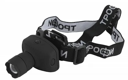 Фонарь налобный светодиодный Трофи Налобные GB-301 на батарейках мощный яркий 2 режима черный с регу