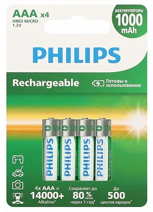 Аккумулятор HR03 1000mAh ААА Ni-Mh Philips BL-4
