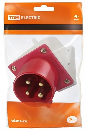 Вилка стационарная 32A 4п (3P+PE) 524 IP44, 380В, TDM