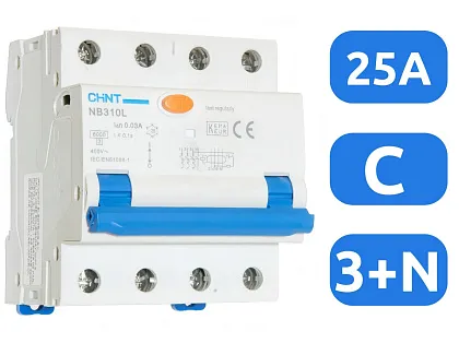 АВДТ NB310L/3N C25/3+N 30мА, тип АC, 6кА CHINT