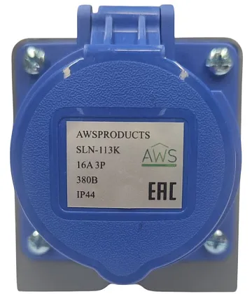 Розетка стационарная 16A 3п (2P+PE) SLN-113K IP44, 380В, AWSPRODUCTS