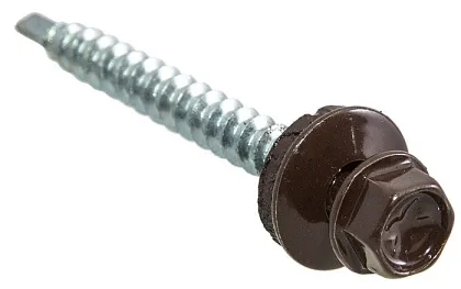 Саморез кровельный 4,8*28 темно-коричн. со сверлом (14 шт.) (Стройбат), уп