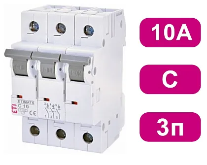 Автоматический выключатель ETIMAT6 C10/3 6кA ETI