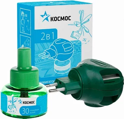 Комплект фумигатор+жидкость от комаров без запаха КОСМОС